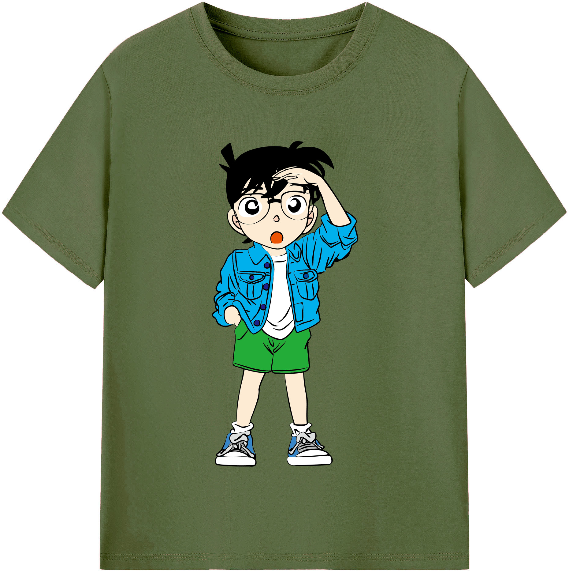 （画像用） 名探偵コナン 江戸川 コナン Detective Conan Conan Edogawa 綿100％半袖Tシャツ（フロントプリント）